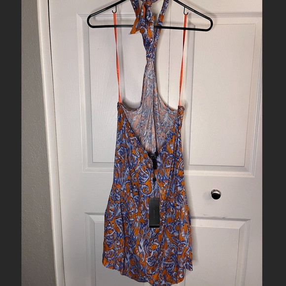 NWT BCBGMaxAzria Tie Halter L Romper with Pockets and Elastic Waist - Picture 3 of 9